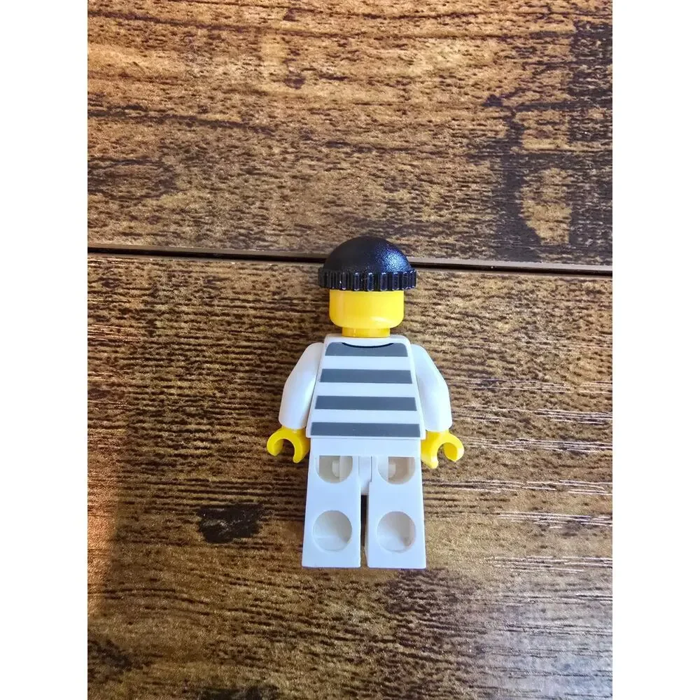LEGO Police - Jail Prisoner - Prison Stripes, Stubble & Knit Cap - Mini Figure